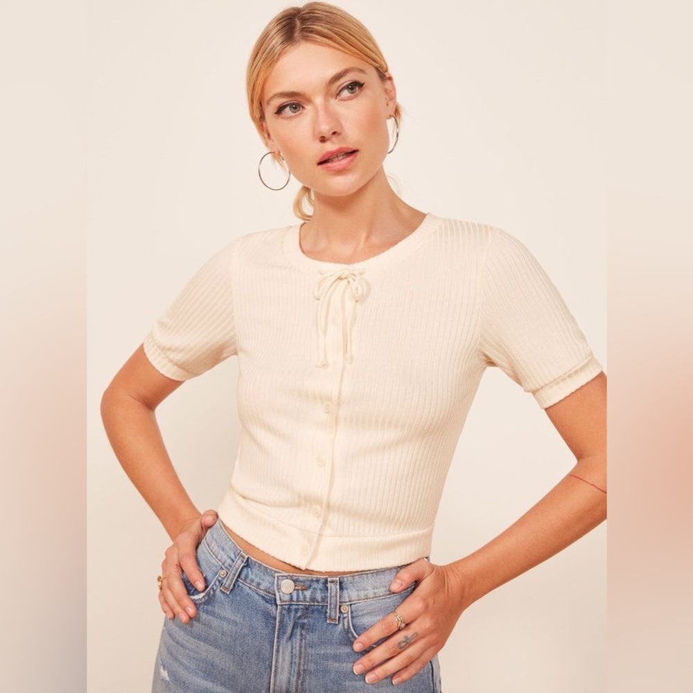 Reformation ribbed cardigan top